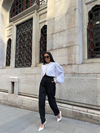 PAÇASI CIRTLI PANTOLON - Siyah