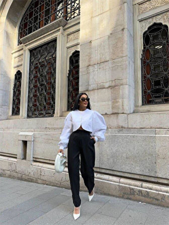 PAÇASI CIRTLI PANTOLON - Siyah