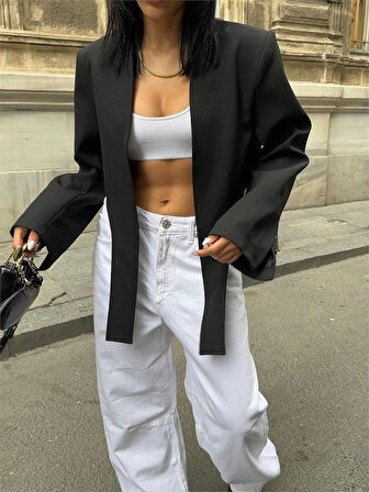 CROP CEKET BAĞLAMA KUYRUKLU - Siyah