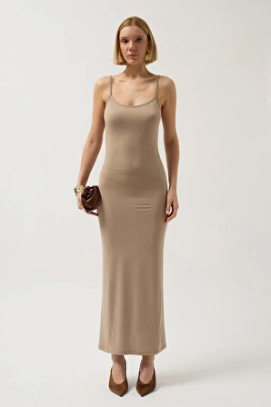 İnce Askılı Maxi Elbise