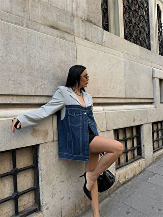 PARÇALI CEKET ÜST ATLAS - ALT KOT - Gri