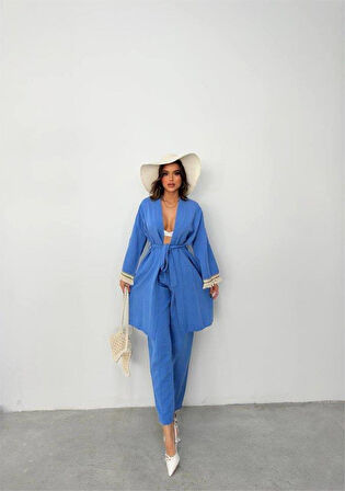 KOLUCU PÜSKÜL KİMONO TAKIM - Mavi