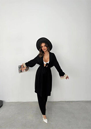 KOLUCU PÜSKÜL KİMONO TAKIM - Siyah