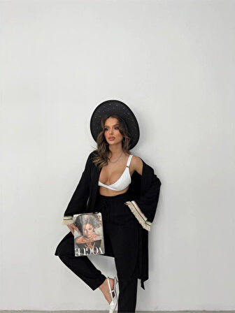 KOLUCU PÜSKÜL KİMONO TAKIM - Siyah