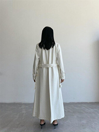 KAPİTONE DERİ TRENCH - Beyaz