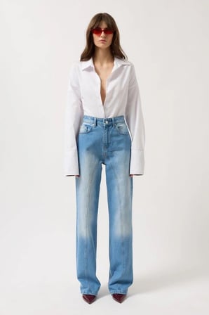 Dikiş Detay Geniş Paça Jean