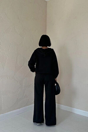 Siyah Beli Lastikli Ceket Ve Pantolon Takım