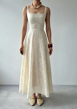 Cuper Çiçek Detaylı Elbise