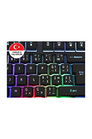 Kb-r800 Metafor Usb Gökkuşağı Aydınlatmalı Q Metal Yüzey Gaming Oyuncu Klavyesi Siyah