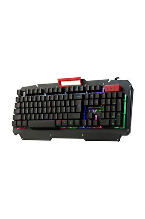 Kb-r800 Metafor Usb Gökkuşağı Aydınlatmalı Q Metal Yüzey Gaming Oyuncu Klavyesi Siyah