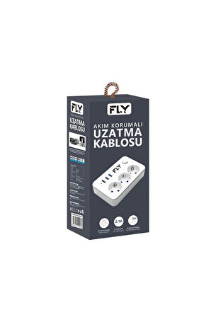 3406-01 3lü Anahtarlı 2.1a 3usb Şarj Çıkışı 2mt Anahtarlı Akım Korumalı Priz Çocuk Koruması