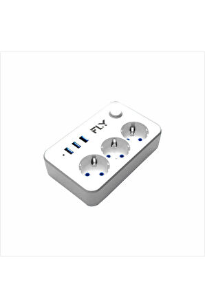 -3406-01 Termal Akım Korumalı 3'lü Priz 3 Usb 2m 2.1a Uzatma Kablosu