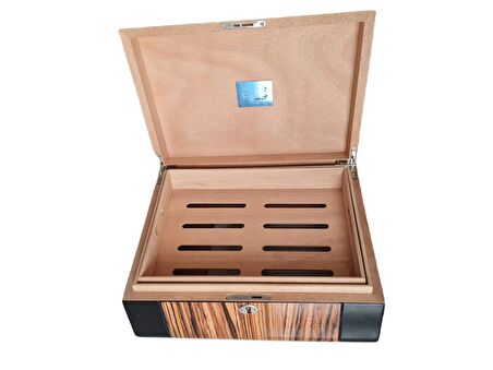 Basic German Humidor Puro Kutusu Kilitli Siyah/Ahşap 30's