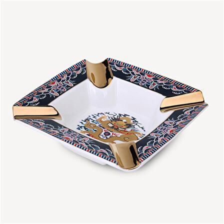 Elegant Chinese Dragon Büyük Boy 4lü Puro Küllüğü Desenli Gold