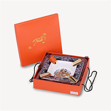 Elegant Chinese Dragon Büyük Boy 4lü Puro Küllüğü Desenli Gold