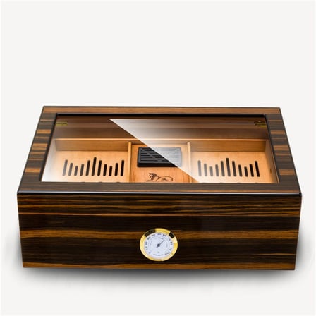 Lubinski Cedar Camlı Tepsili Puro Kutusu Humidor Kahve 100s