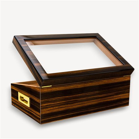 Lubinski Cedar Camlı Tepsili Puro Kutusu Humidor Kahve 100s