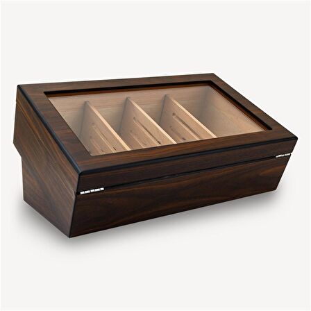 Lubinski Cedar Camlı Puro Kutusu Humidor Double Kahve 25s