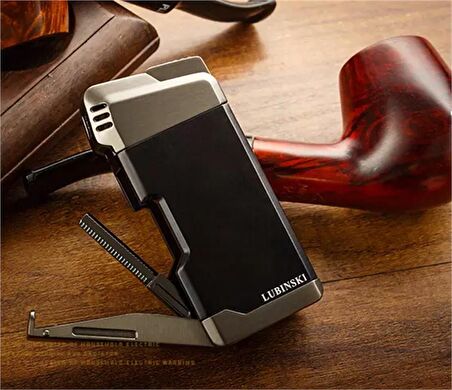 Lubinski Kaşıklı Pipo Çakmağı Siyah