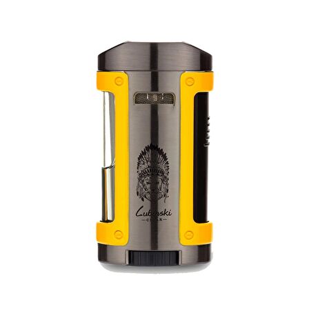 Lubinski Sehpalı Kılıflı Dört Torch Puro Çakmağı Gunmetal-Sarı