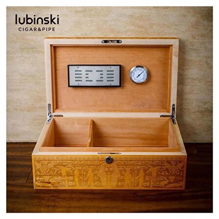 Lubinski 3D Antik Mısır İspanyol Sedir Humidor Puro Kutusu 40s