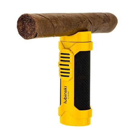 Lubinski Cigar Sehpa Kapaklı Delicili Tek Torch Puro Çakmağı Gold