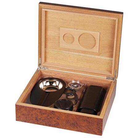 Cedar Alman Puro Kutusu Humidor Seti Kahve 25's