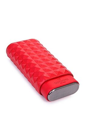 Colibri Quasar Kırmızı Üçlü Deri Puro Kılıfı(60 Ring)