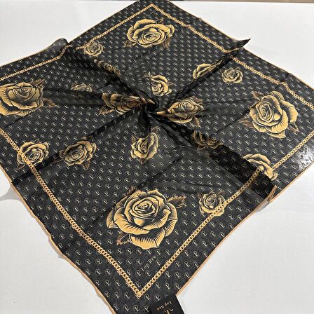 lop'Res Soft Pamuklu Eşarp Siyah Gold LDL2701