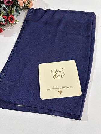 Levidor Premium Diamond Taşlı Şal Lacivert DXS0305