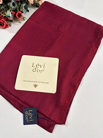Levidor Premium Diamond Taşlı Şal Bordo DXS0308