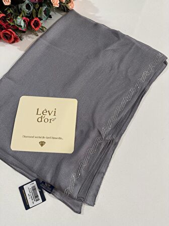 Levidor Premium Diamond Taşlı Şal Koyu Gri DXS0310