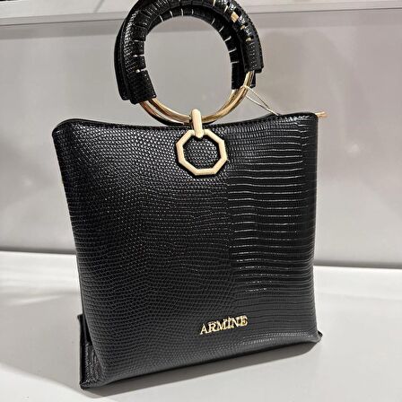 Armine Bayan Çanta Croco Timsah Siyah AR26001