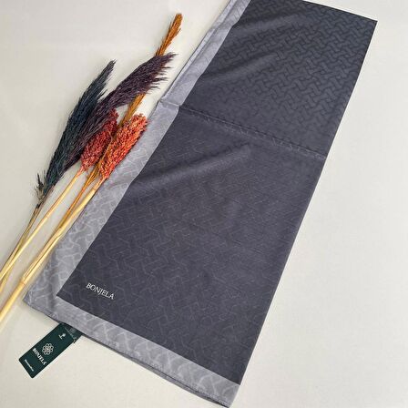 Bonjela Monogram Şal Açık Gri- Koyu Gri JZ0324