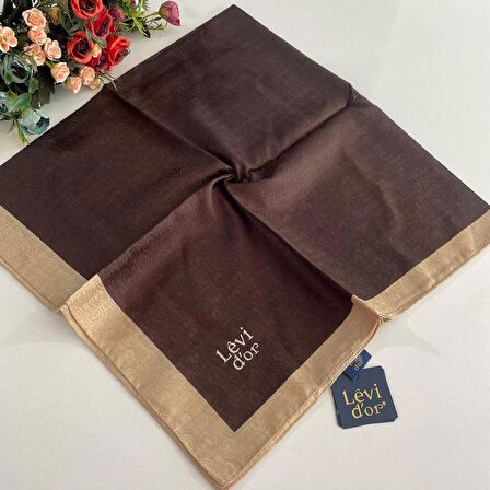 Levidor Premium Monogram Eşarp Kahve GX0207