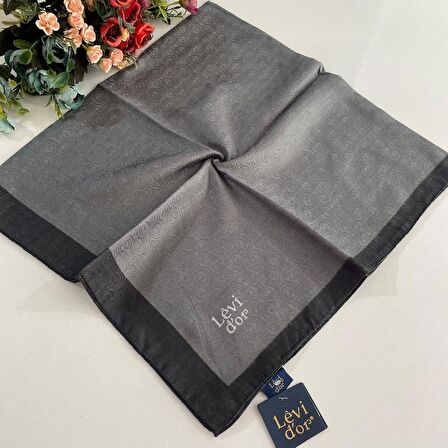 Levidor Premium Monogram Eşarp Gri-Antrasit GX0210
