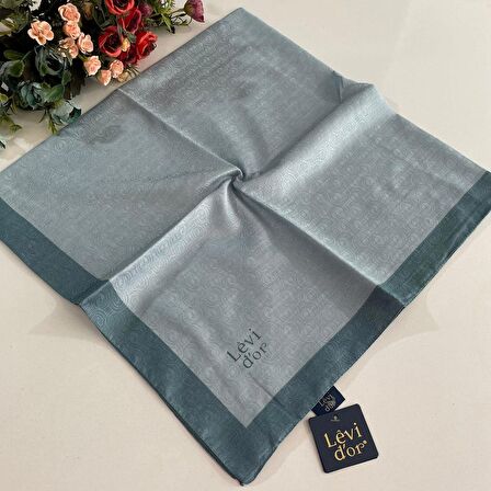 Levidor Premium Monogram Eşarp Su Yeşili-Mint GX0214
