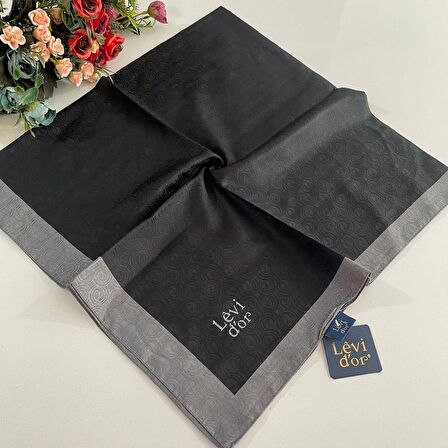 Levidor Premium Monogram Eşarp Siyah-Antrasit GX0217