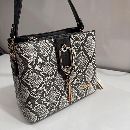 Armine Kadın Çanta Yılan Desen Siyah AR36101