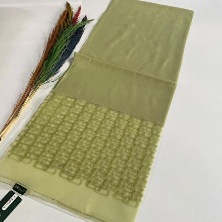 Locella İpeksi Tül Jakar Şal Fıstık Yeşili JSK0102
