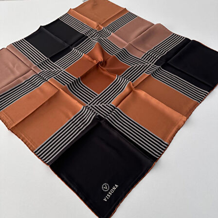 Vissona Twill İpek Eşarp Açık Kahve IPK4108