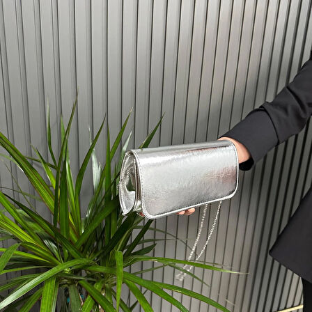 Günlük Kadın Çanta 19x10cm Gümüş AB0704