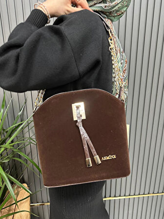 Armine Kadın Çanta Kahve Süet AR10204