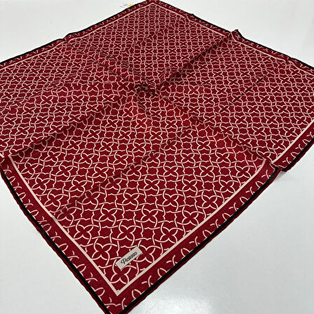 Picasso Jakarlı Soft Eşarp Bordo - Krem LDFZ0506