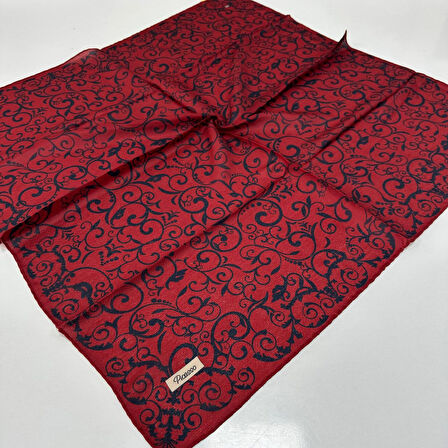 Picasso Jakarlı Soft Eşarp Bordo - Lacivert LDFZ0508