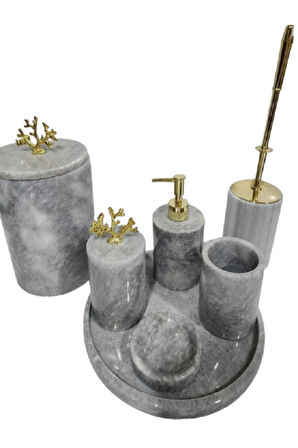 BORN - DOĞAL GRİ MERMER BANYO SETİ 7Lİ
