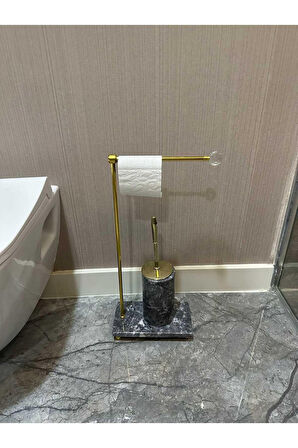 MERMER WC PEÇETELİK ASKISI- WC FIRÇALIK - FÜME MERMER - GOLD
