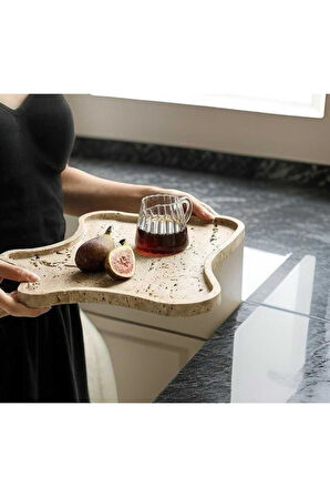 DEKORATİF TRAVERTEN TEPSİ- 20*35
