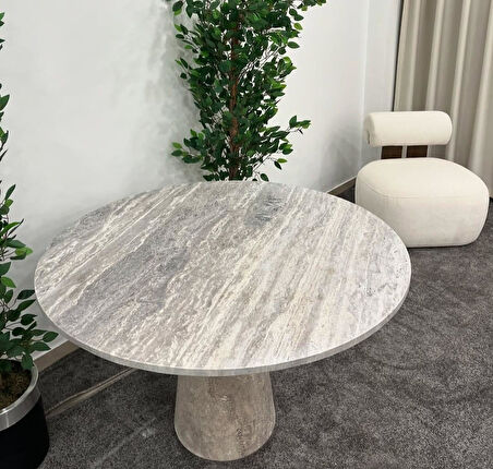 SİLVER - Silver Traverten Yemek Masası