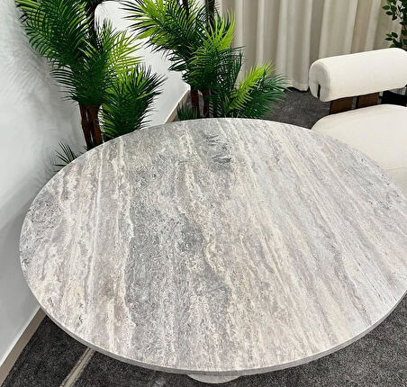 SİLVER - Silver Traverten Yemek Masası